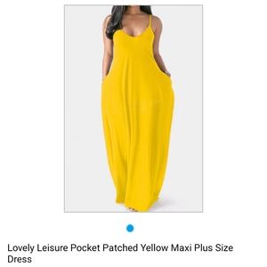 New yellow maxi dress plus size with pockets